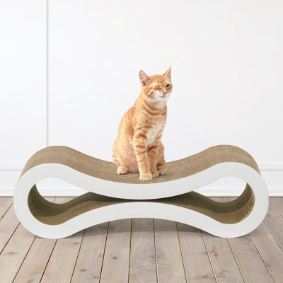 Infinity Cat Scratcher Lounger, Reversible Scratcher, Large Cat Scratching Pad, Cat Scratching Board, Scratch Pad for Indoor Cats, White