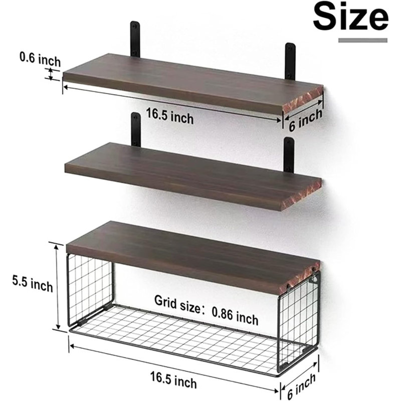 Akershus Bathroom Shelves, Rustic Brown