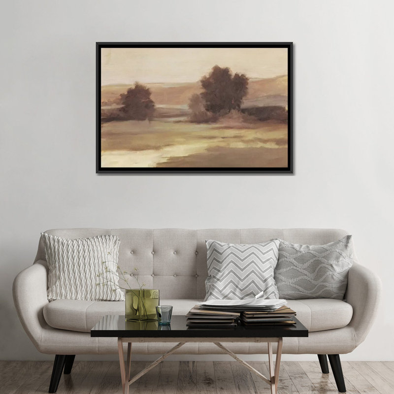 "Discrète Landscape II" par Ethan Harper, reproduction d’art, H 32 po x l 48 po x 1,5 po, Toile avec cadre noir, Pas de tapis