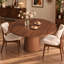 Table de salle à manger ronde de style campagnard moderne pour 4 personnes, piètement en lattes de bois, finition noyer, idéale pour la cuisine et le salon.-1099456645