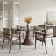 Dark Brown Thick Walnut Tone Solid Wood Dining Table-1196622813