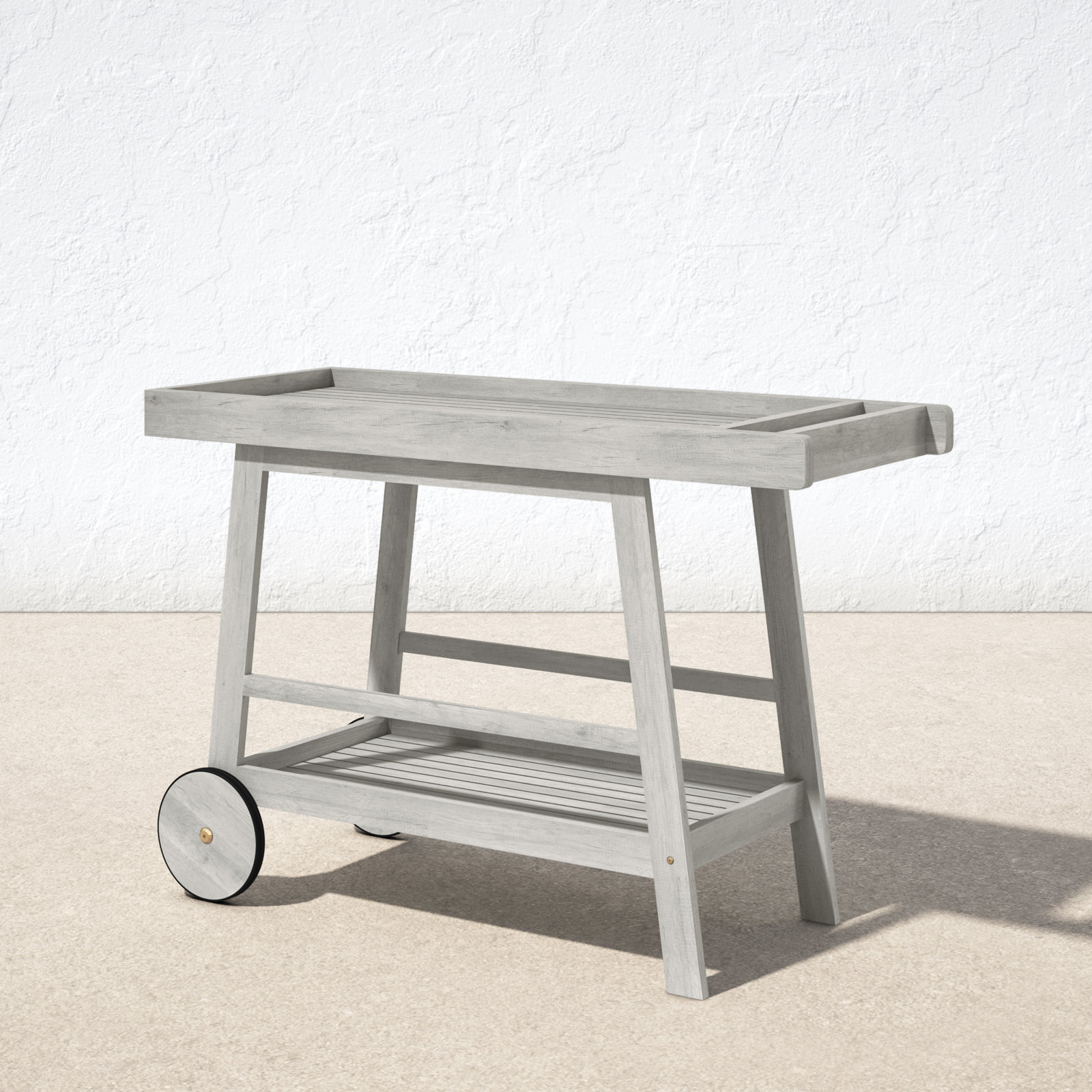 Terrace Solid Wood Bar Cart, Gray Wash