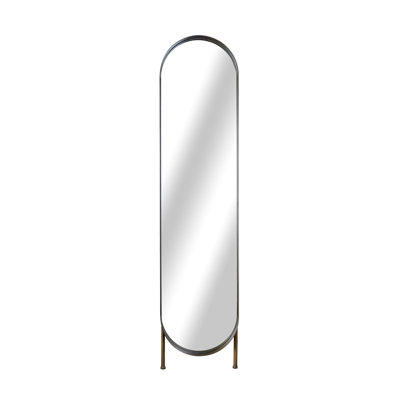 Distressed Gold Metal Oval Full Length Floor Mirror