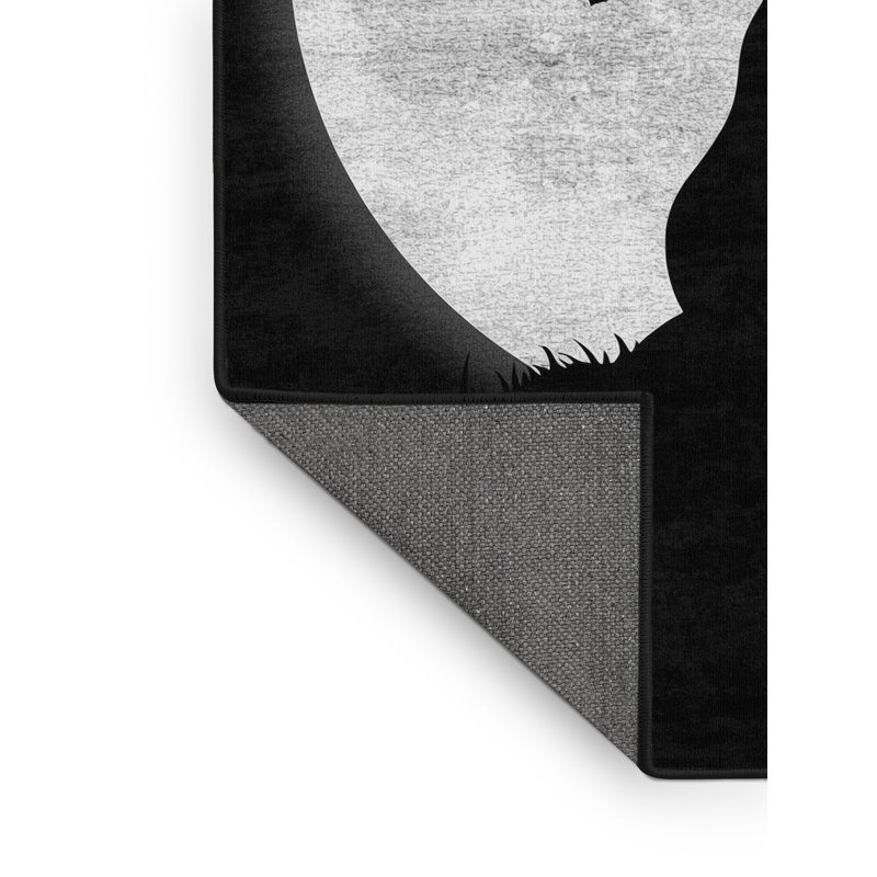 Soft Plush Ferree Halloween Modern & Contemporary Abstract Area Rug in Black – Black Binding, 2x4