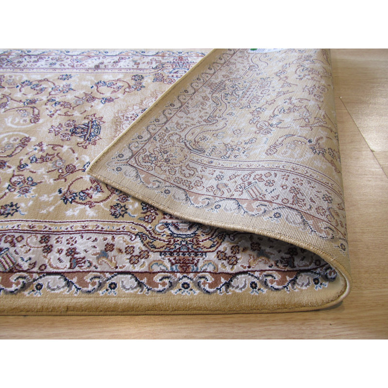 Pleasant Plains Oriental Gold Machine Made Traditional Polypropylene Area Rug, Rectangle 3'11 x 5'11