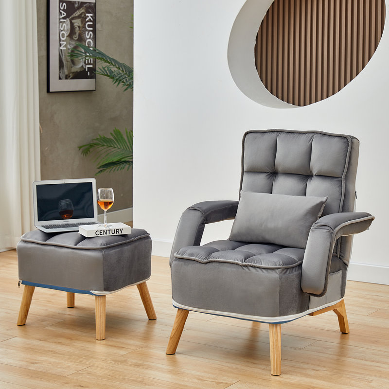 Peytin Velvet Accent Chair, Grey