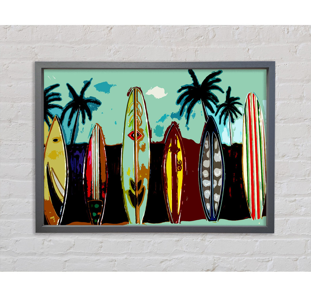 Surfboard Paradise - Einzelner Bilderrahmen Kunstdrucke auf Leinwand