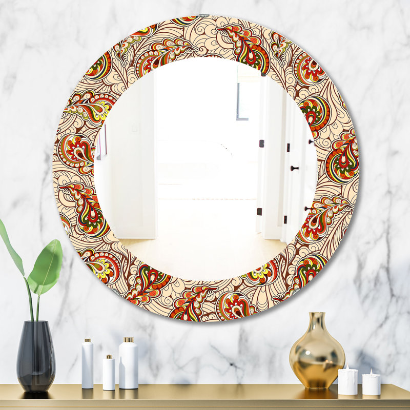 Motif d'automne - miroir bohémien et éclectique, H 31,5 po x l 23,7 po