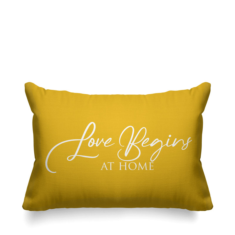 Housse et insert de coussin rectangulaire extérieur Aspire Love Begins at Home, Jaune