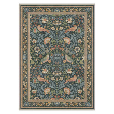 Tapis vert / bleu lavable à la machine avec envers antidérapant Allendale
