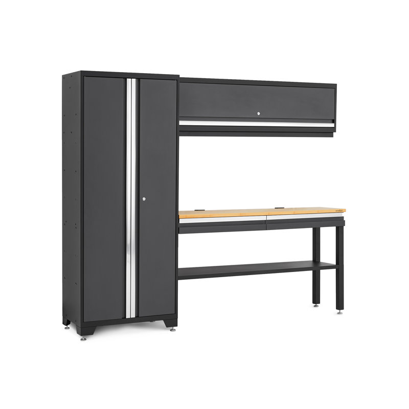 Bold Series 4 Piece Complete Storage System Set, Gray/Bamboo