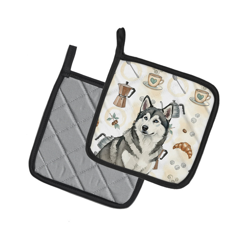 Paire de porte-pots gris et blancs Malamute Alaskan
