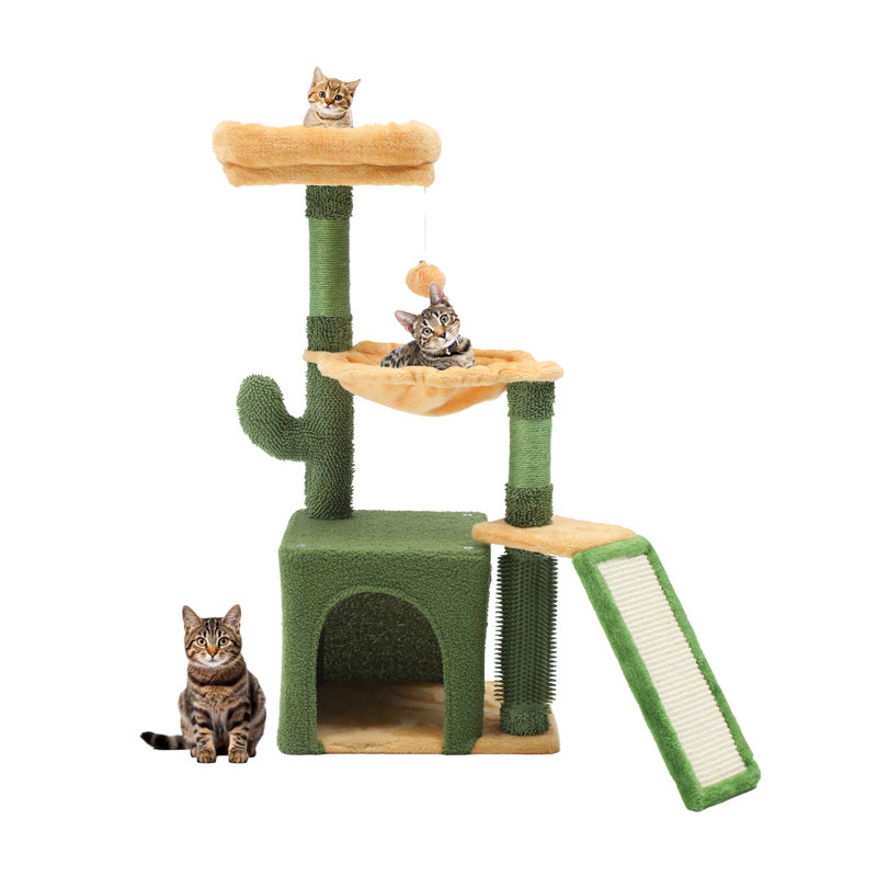 Cactus Cat Tree Tower W/Padded Platform Bed