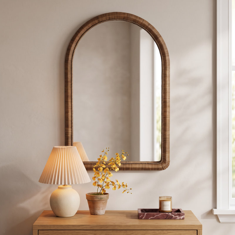 Rahfy Rattan Rounded Arch Wall Mirror