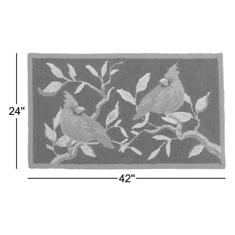 Cardinals on Branch Indoor/Outdoor Hooked Polypropylene Accent Rug, 24in x 42in
