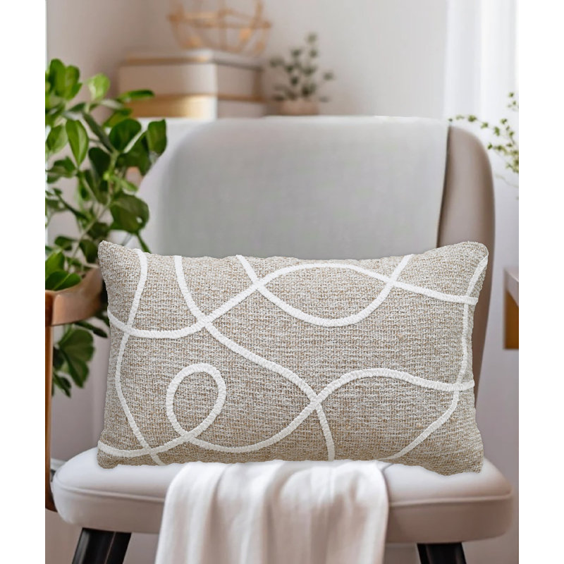 Vibhsa Linden Street Handwoven & Machine Embroidered Decorative Pillow, 14" x 24"