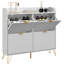 HOMCOM Narrow Shoe Cabinet with 4 Flip Drawers, 4 Vents, 16 Pairs, White