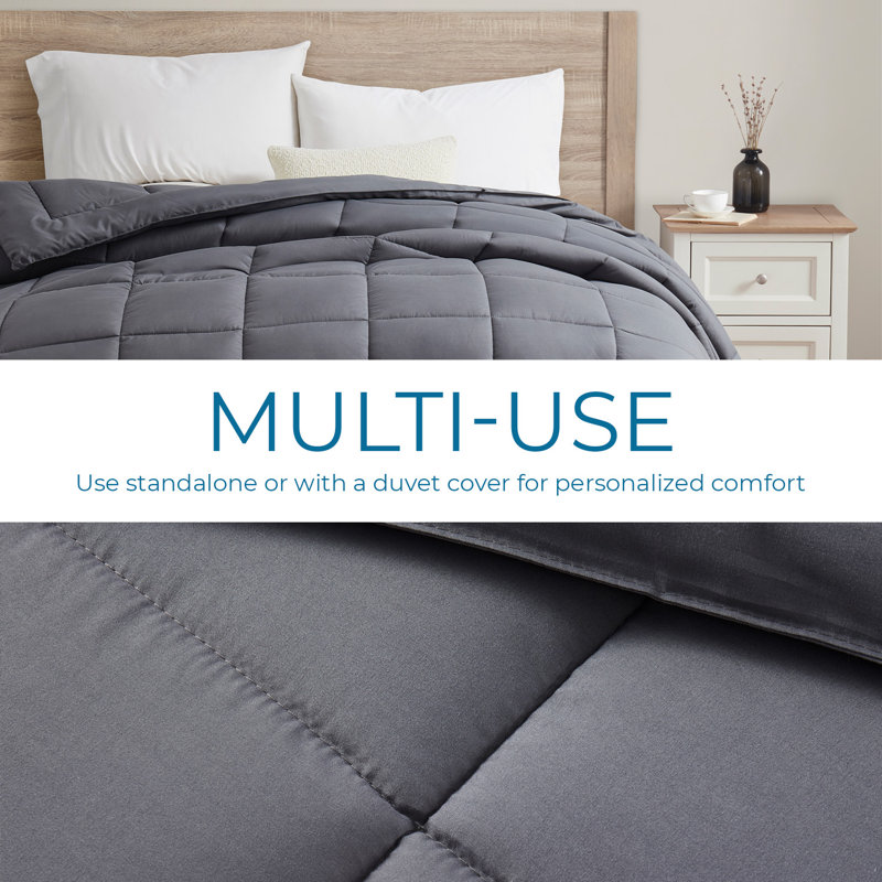 Gray Twin Microfiber All-Season Duvet for Adults