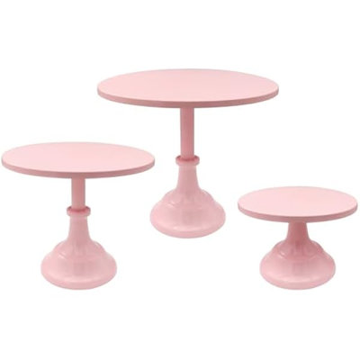 3 Pcs Pink Cake Stand Set, Tall Cupcake Stand Metal Diameter 8" 10" 12" for Wedding, Graduation Party, Birthday, Baby Shower, Anniversary