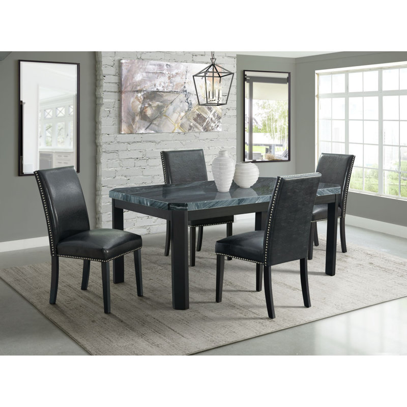Parke 4 - Person Faux Marble Top Four Leg Dining Set