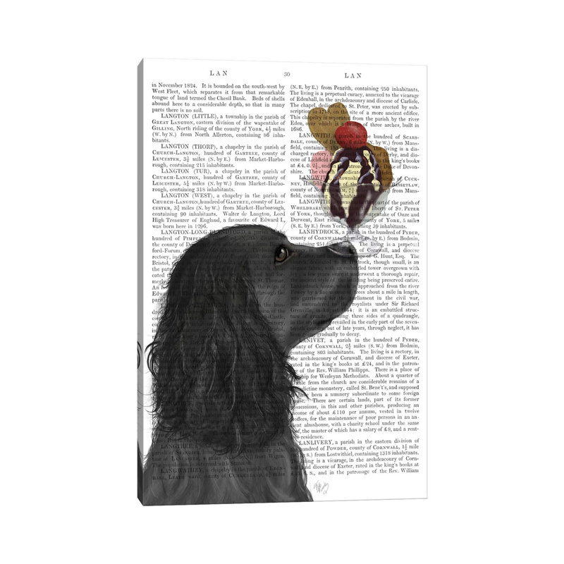 Cocker Spaniel, Black, Ice Cream, Print BG by Fab Funky - Wrapped Canvas Gallery-Wrapped Canvas Giclée