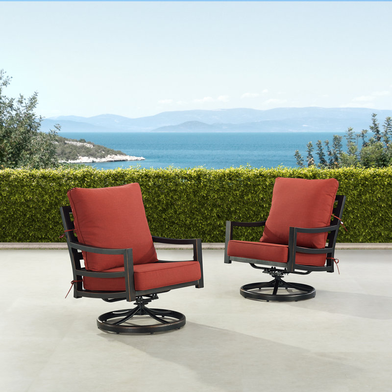 Sabrina Swivel Aluminum Outdoor Lounge Chair, Red