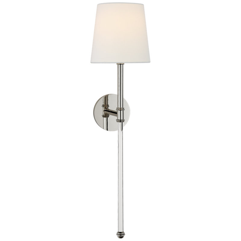 Suzanne Kasler Camille Large Tail Sconce, Polished Nickel, Fabric