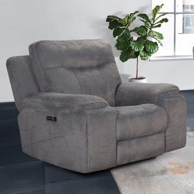 Fauteuil inclinable et oscillant en polyester avec repose-pieds et repose-tête Teddy, gris