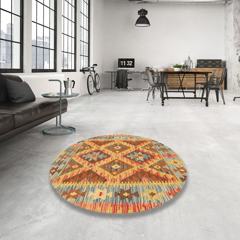 Tapis abstrait brun / rouge, Rond 4 pi