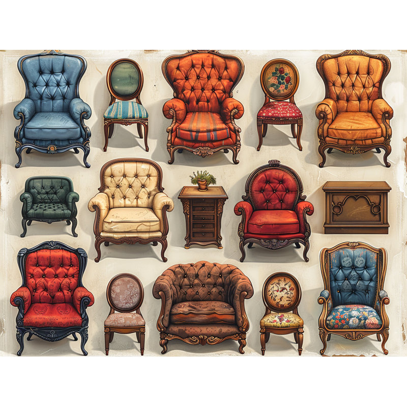"Collection de fauteuils" sur toile, H 32 po x l 32 po x P 3 po