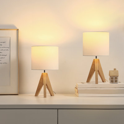 Lampe de table en bois massif Fidel