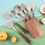 Ensemble d'ustensiles de cuisine en acier inoxydable et en silicone 10 pièces - Spatules de cuisine, cuillères et louches au design scandinave