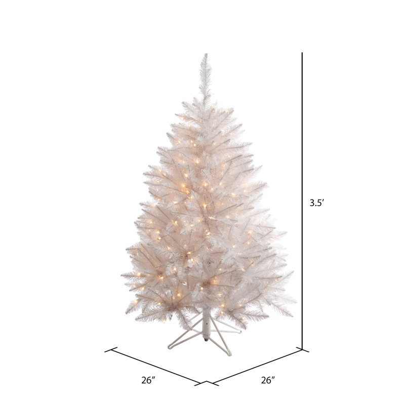 Dilan Sparkle White Spruce Artificial Christmas Tree, 3.5' H, Pure White LED