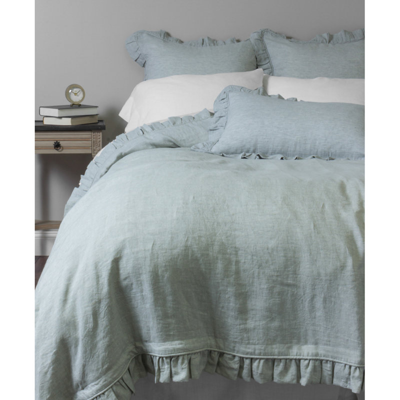 Basillo Linen Duvet Cover, Queen, Seaglass