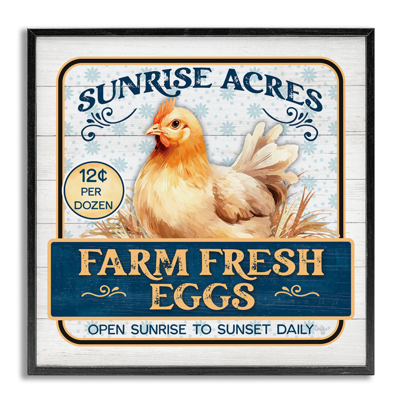 «Farm Fresh Eggs», estampe numérique encadrée par Mollie B., Estampe numérique Farmhouse, H 17 po x l 17 po