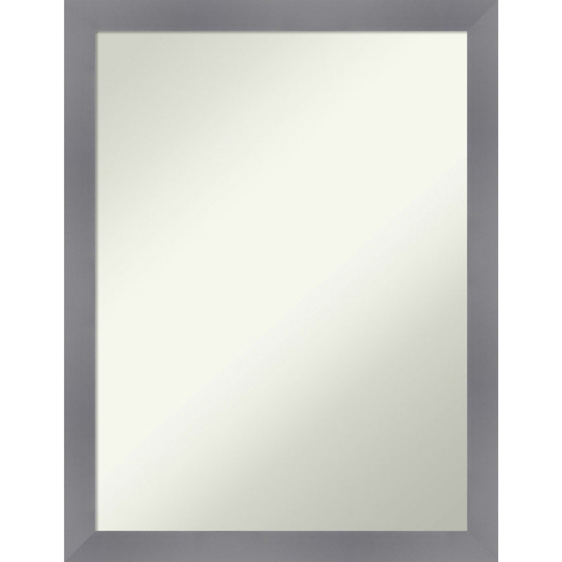 Jerlyn Solid Wood Rectangle Wall Mirror, 26.5" x 20.5", Gray