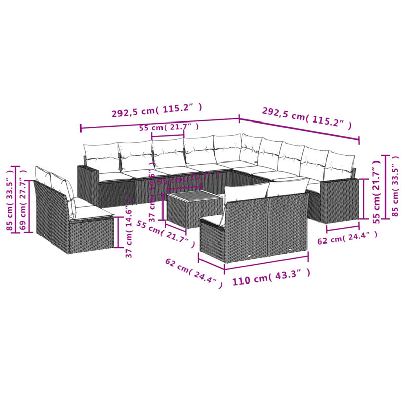 Ensemble de canapé de jardin Vidaxl
