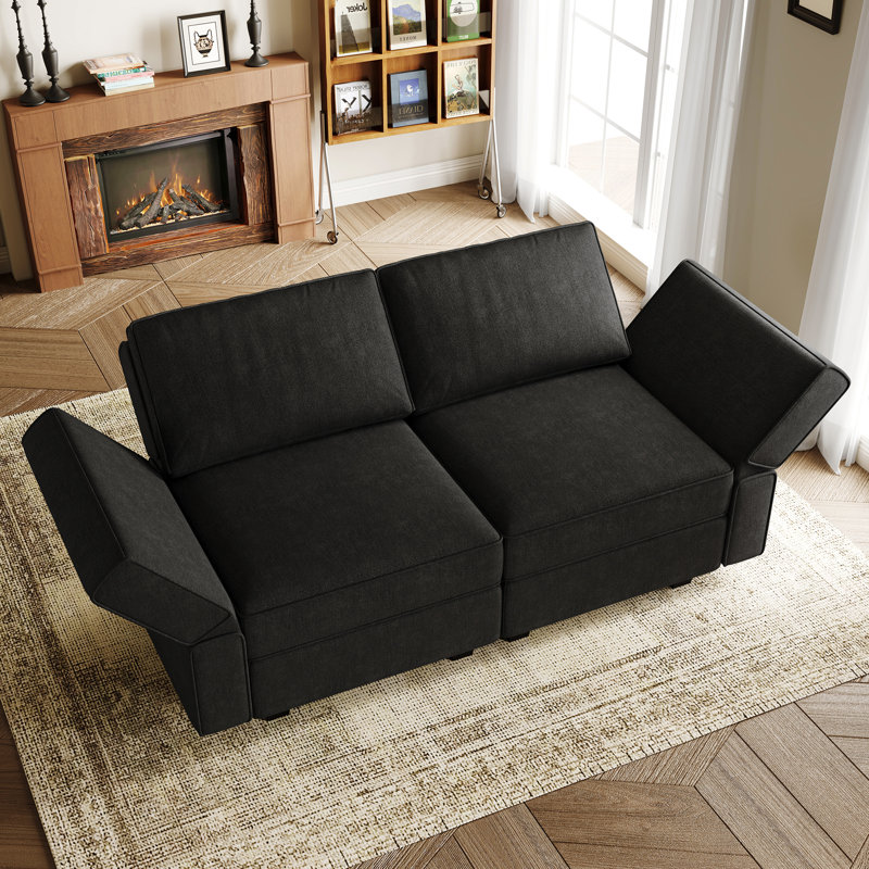 Clearance-Upholstered Loveseat With Storage, Gray