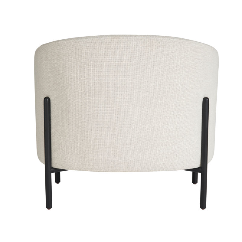 Asbury Oyster Upholstered Barrel Chair with Black Metal Legs