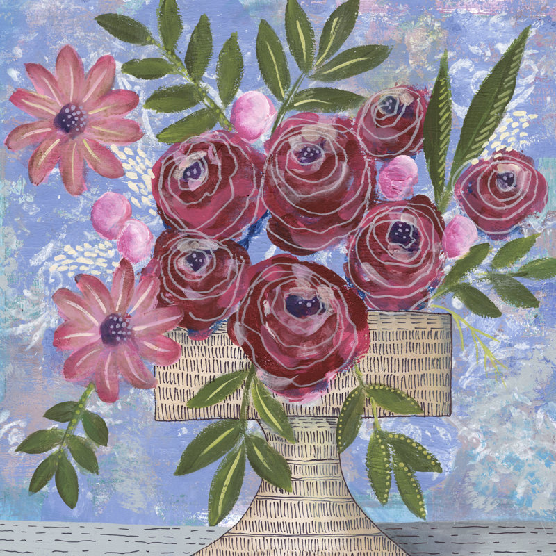 Rosa Bouquet I 1 Piece Wrapped Canvas Painting, 51cm H x 51cm W
