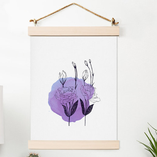 « purple lisianthus », reproduction d’art, H 14 po x l 11 po x P 0,13 po