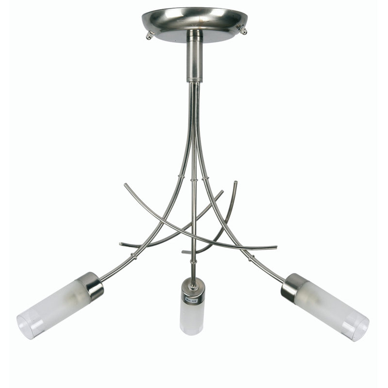 Bradner Etched Glass Semi Flush Mount, Antique Chrome