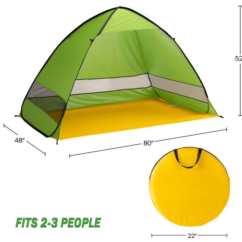Tente de plage Wakeman Pop Up - Peut accueillir 2 à 3 personnes - Abri solaire avec protection UV et ventilation 