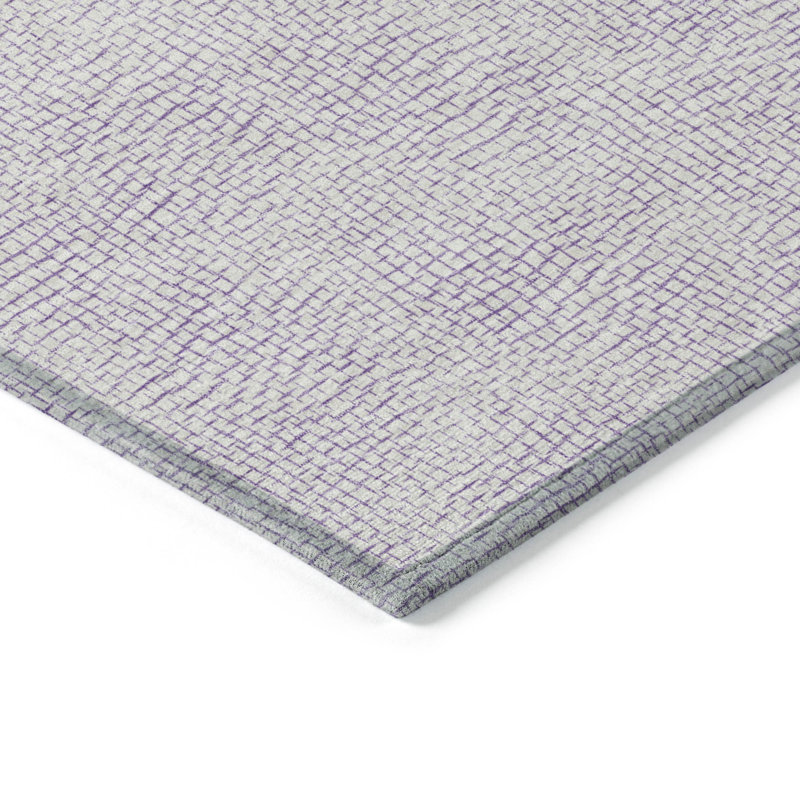 Lavender Synthetic Flat Woven Rectangular Washable Rug 2'6" x 3'10"
