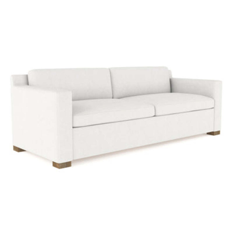 Mercer Track-Arm Loveseat, Weathered, Box Weave Linen Blanc, 33.5" H x 72" W x 39" D