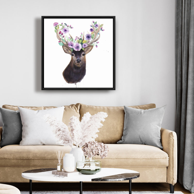 " Roe Deer Head With Flowers "