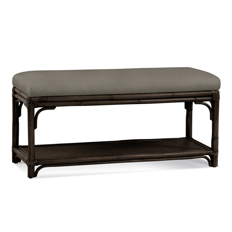Summer Retreat Wicker Shelf Storage Bench, Java, Basic Grey; 0317-83