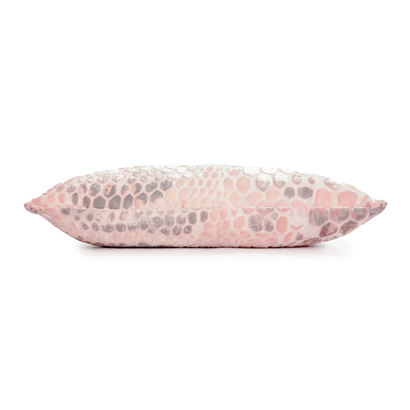 Snakeskin Square Velvet Pillow Cover & Insert, 22"H x 22"W, Blush