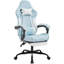 Blue Leather Gaming Chair With Gorgeous Stitching, Skin - And Computer Ergonomic Design, 330lb Support 90 135