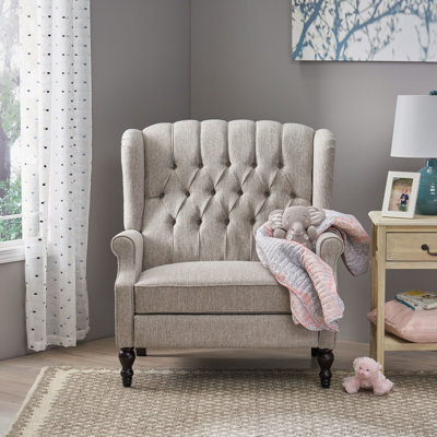 Alta Traditional 28.5" Wide Manual Wingback Recliner Chair with Button-Tufted Diamond Stitching